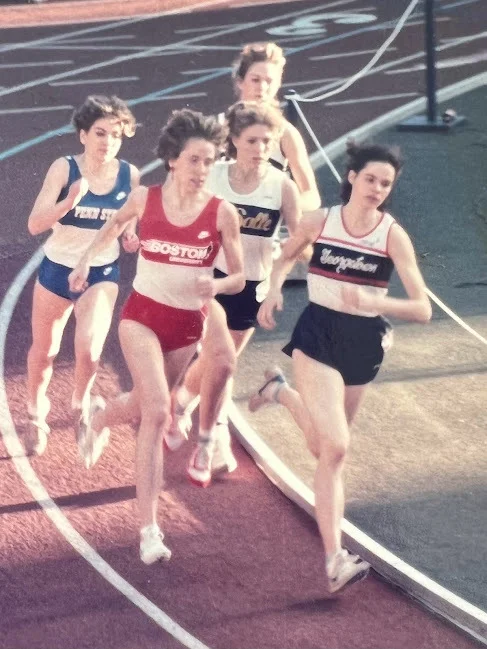 Barb running at Yale Invitational 1986