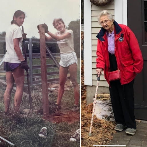 Maggie and I in 1981. ML right around age 100.