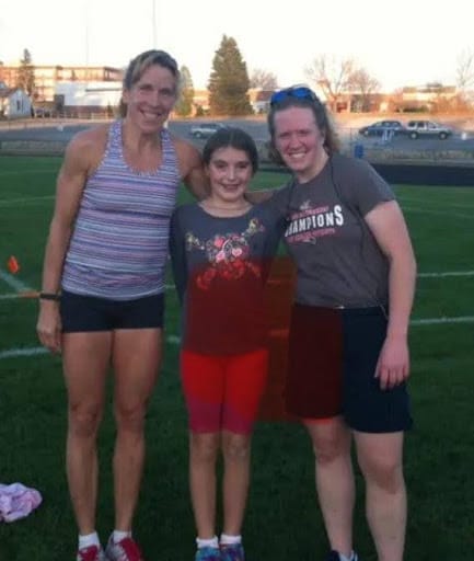 Barb, Molly, Kim in 2012 at Memorial Field in Concord